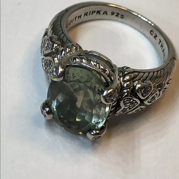 JUDITH Ripka 925 SS prasiolite size 7 ring - Picture 9 of 15